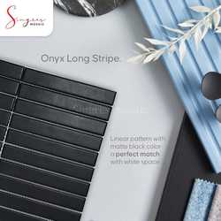 The combination of a linear pattern and matte black color can create an aesthetically pleasing contrast when placed against white space. The linear pattern adds a sense of movement and structure to the design, while the matte black color provides a sleek and sophisticated look.

For information & stock availability, please contact customer service:
08971358491 (WhatsApp)

#singresmosaic #whysingresmosaic #indonesiaarchitecture